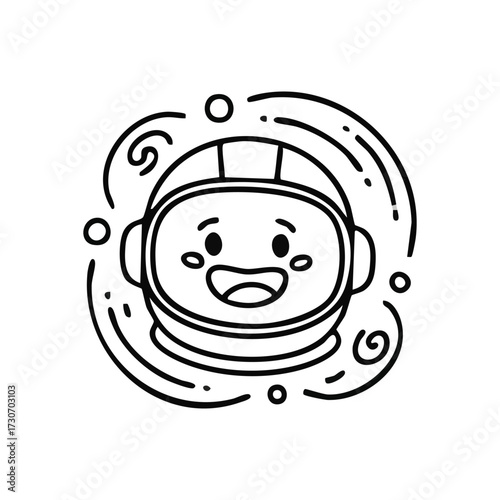 Cute Astronaut Smiling Cartoon. This adorable spaceman illustration radiates pure happiness, symbolizing dreams of cosmic exploration and joyful discovery.