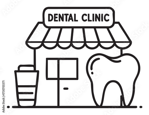 Black and white dental clinic icon with tooth illustration - stock vector