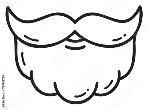 Black and white outline of a stylish mustache and beard design - stock vector