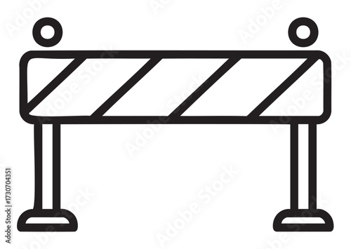 Minimalistic construction barrier icon with striped design in black and white - stock vector