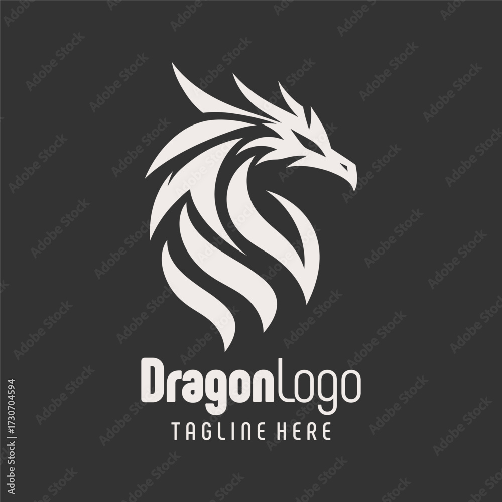 Fototapeta premium Professional Black White Dragon Symbol