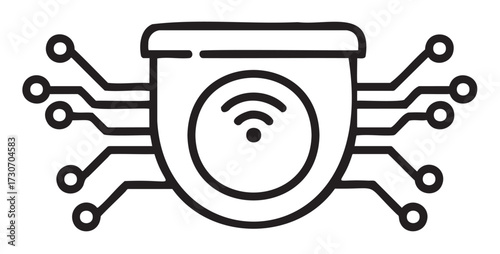 Smart toilet with integrated wi-fi technology and circuit design - stock vector