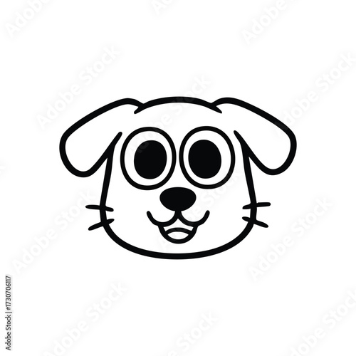 Adorable Puppy Head Illustration. This charming animal portrays joy and warmth, perfect for children's designs or pet-related projects. Its sweet expression symbolizes innocence and companionship.