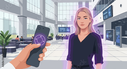 A futuristic cyber-super assistant, designed for searching at the train station, controlled by a remote control.