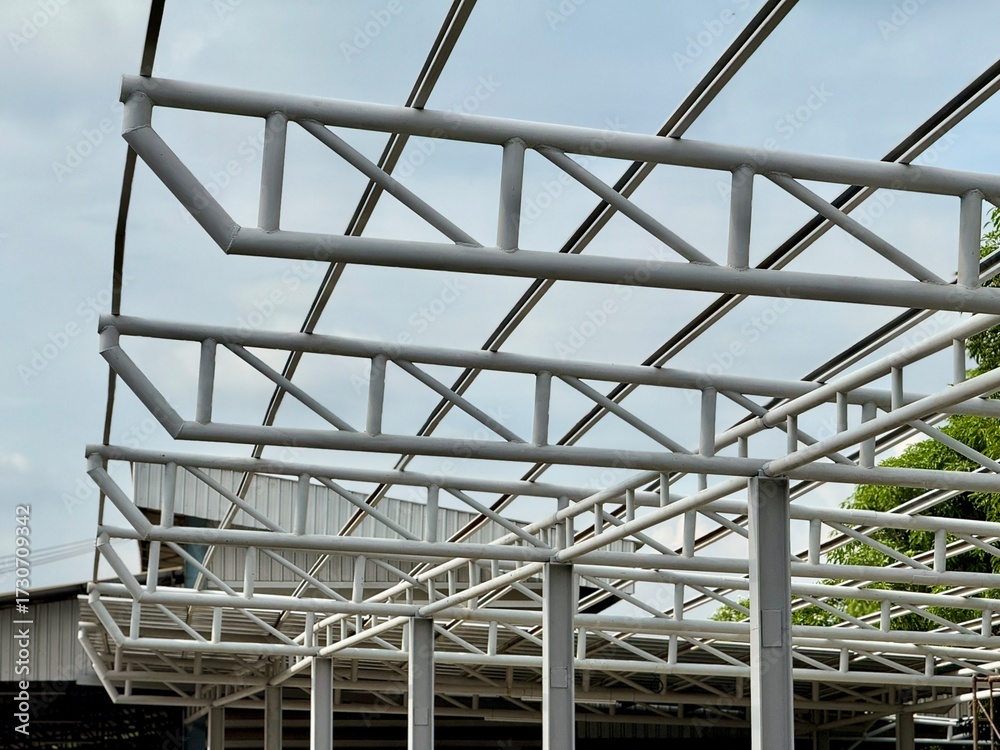 Fototapeta premium Steel roof truss structure
