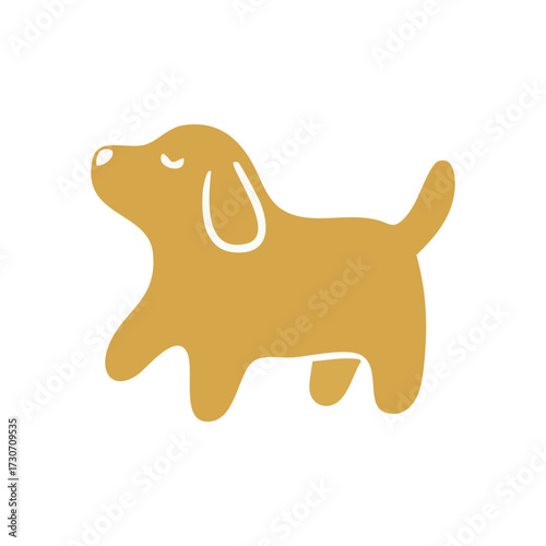 Cute Playful Dog Simple Art. A delightful canine doodle embodying innocence and loyalty. This whimsical graphic design features a friendly fawn-colored pet, perfect for children's themes or animal.