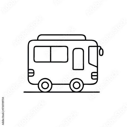 Simple line art illustration of a small bus or van