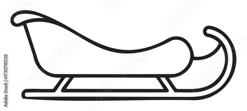 Outline illustration of a traditional winter sleigh with curved runners - stock vector