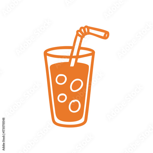 Refreshing Orange Drink Glass Design. A crisp sweet beverage illustration, perfect for summer hydration. This simple graphic symbolizes vitality and a healthy lifestyle.