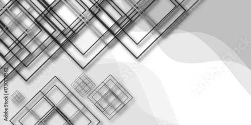 Abstract elegant gray and white squares pattern background. geometric diagonal triangle patterns vibrant header design. square shapes in random geometric pattern background. 