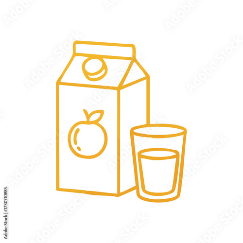Fresh Citrus Drink Package Illustration. This bright graphic conveys morning vitality and nourishment. A refreshing fruit concoction in a box with a filled tumbler, symbolizing wellness.
