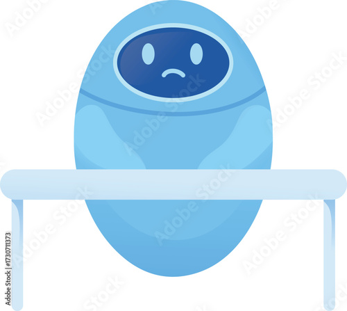 Sad Robot Sitting at Desk