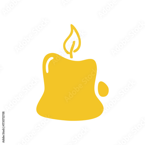 Simple Lit Candle Symbol. This minimalist depiction of a luminous amber wick symbolizes hope, warmth, and festive occasions. Ideal for creating inviting atmospheres.