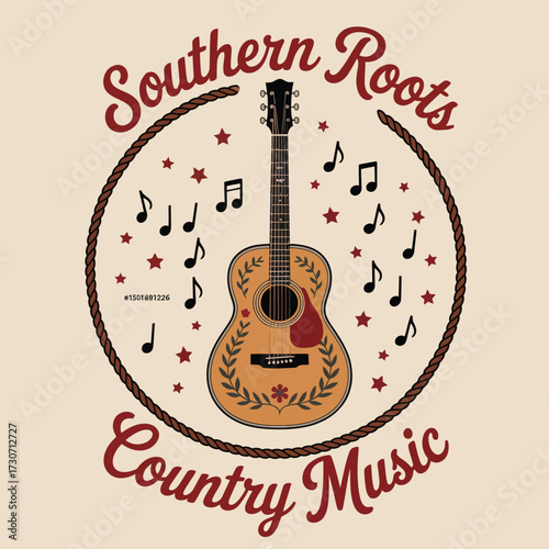 Western Country Music Cowgirl Graphic,  Retro Rose Artwork with Cowboy Song Typography,  Vintage T-Shirt Print Design for Stickers, Apparel, Country Music Festival, and Wild West Artwork
