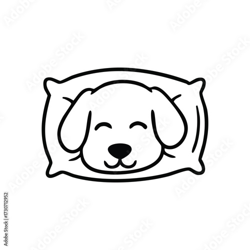 Cute Puppy Sleeping on Pillow. This adorable canine is blissfully dozing on a soft cushion, embodying tranquility and sweet dreams. Perfect for themes of rest and companionship.