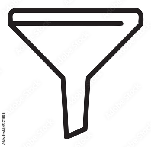 Minimalist funnel icon design in black and white - stock vector