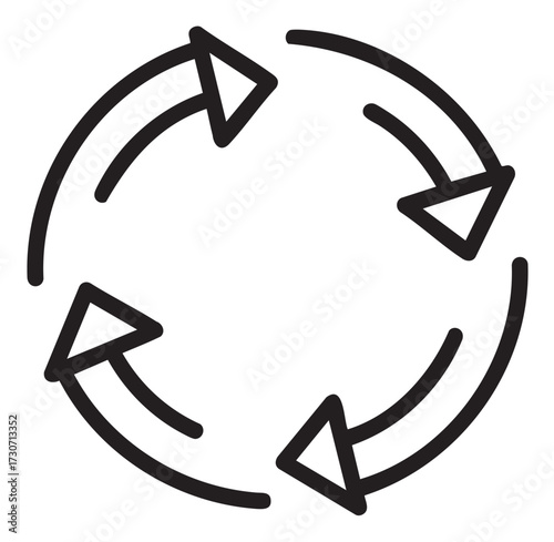 Simple black recycling arrows minimalistic icon design - stock vector