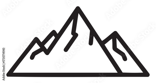 Simple line drawing of mountain range with peaks - stock vector