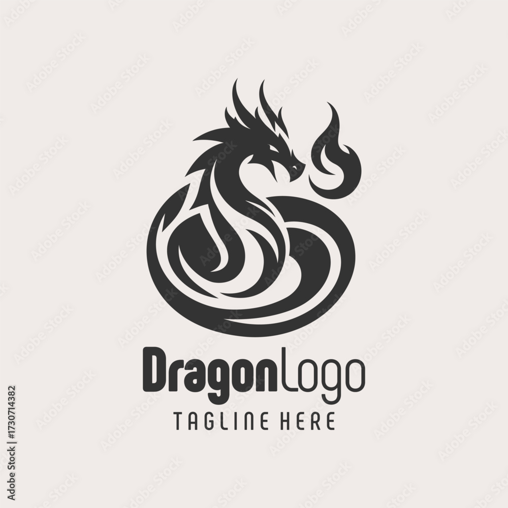 Fototapeta premium Modern Black White Dragon Graphic