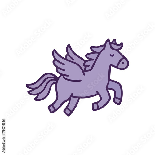 Dreamy Lilac Winged Equine Drawing. This charming animated beast symbolizes imagination, freedom, and fantasy. Its soft hue and gentle movement evoke whimsy and innocence for kid projects.