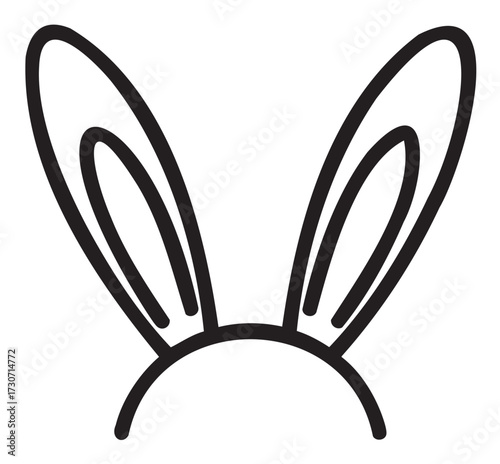 Minimalist black and white bunny ear headband drawing - stock vector