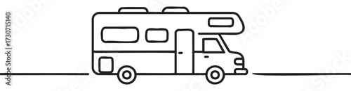 Simple line drawing of a recreational vehicle from the side - stock vector
