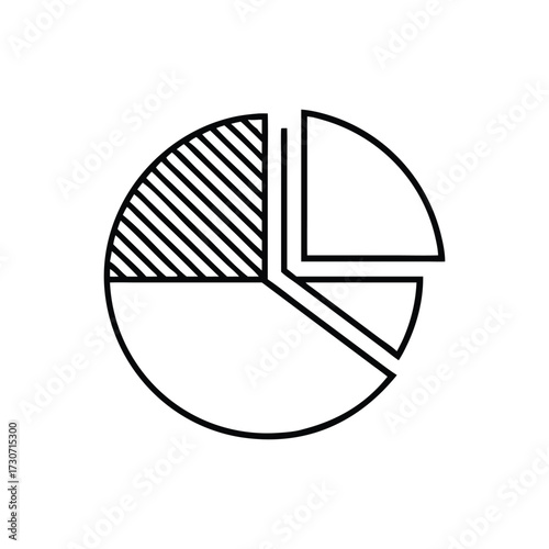 Simple black and white hand drawn pie chart graphic with one shaded segment