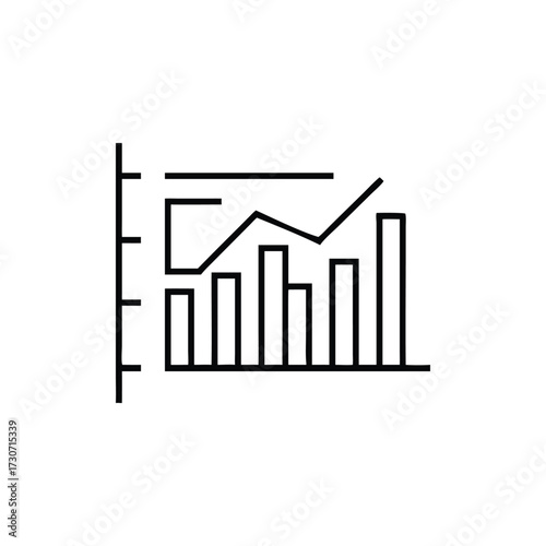 Simple line and bar graph icon representing financial growth and data analysis