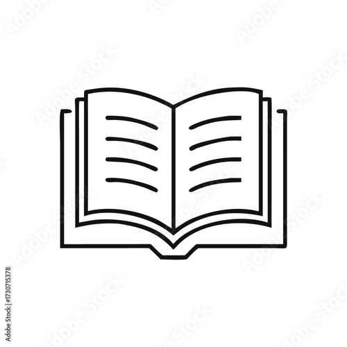 Open book icon with lines representing text on pages