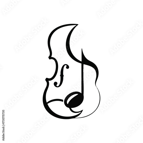 Melody Instrument Fusion. This elegant graphic blends an orchestral instrument with a musical mark, symbolizing the beautiful harmony of artistic sound and performance.
