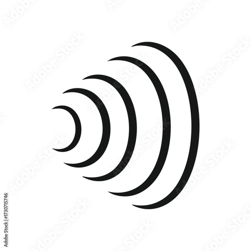 Wireless Signal Emission. This minimalist graphic depicts expanding energy, symbolizing connectivity, propagation, and unseen digital or acoustic reach.