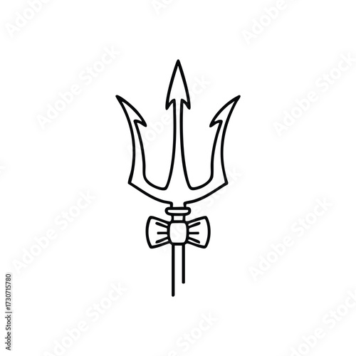 Divine Trishula Spiritual Emblem. This holy trident represents creation, preservation, and dissolution. An ancient sacred icon symbolizing powerful deities and cosmic balance.