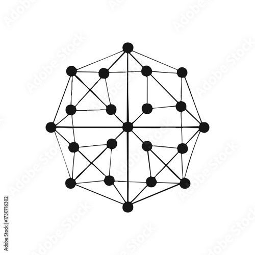 Abstract Connectivity Node Structure. Visualizing intricate relationships and data flow, this geometric pattern embodies complex systems and technological innovation.