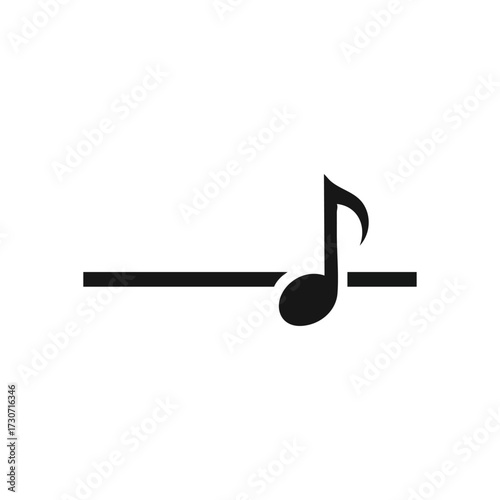 Black Musical Note Minimal Graphic. Elegant symbol of sound and melody. This simple graphic represents harmony, rhythm, and the universal language of creative expression.