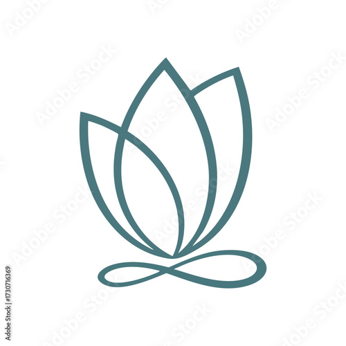 Zen Harmony Blossom Graphic. This elegant illustration combines a graceful floral design with an eternal figure, symbolizing inner peace, growth, and balance. Perfect for spiritual concepts.