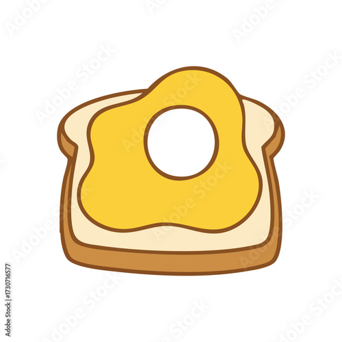 Playful Egg Toast Graphic. This cheerful illustration shows a bright morning meal, representing comforting beginnings and delightful culinary joy.