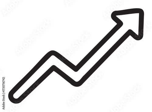 Black zigzag arrow pointing upward indicating growth - stock vector