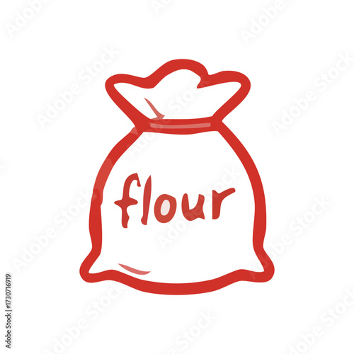 Flour Sack Graphic. A clean illustration of a meal ingredient container. Perfect for culinary projects, baking themes, and food preparation visuals.