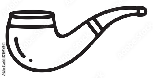 Classic black and white outline of a tobacco pipe - stock vector