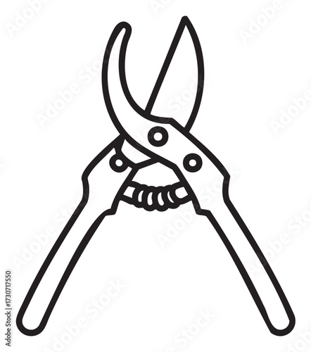 Outline of garden pruning shears - stock vector