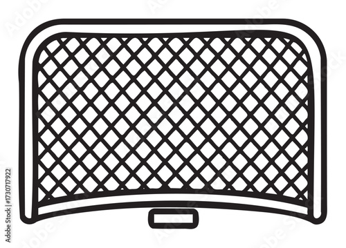 Simple outline of a hockey goal net with detailed netting design - stock vector