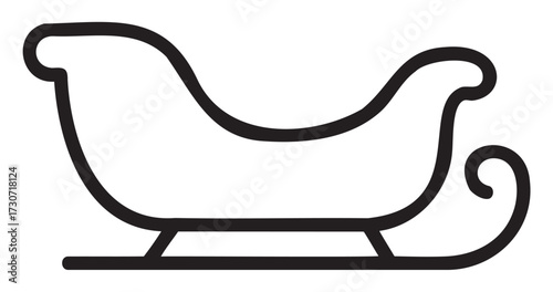 Outline of classic santa sleigh design with curved details - stock vector
