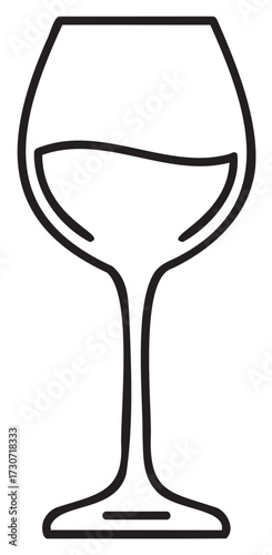 Outline of empty wine glass with simplistic design - stock vector