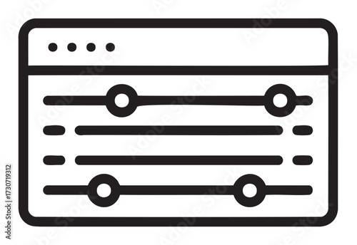 Minimalist web interface with adjustable horizontal sliders icon - stock vector