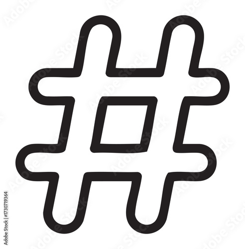 Black and white hashtag symbol on white background - stock vector