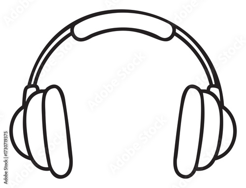 Line art of over-ear headphones with cushioned ear pads and adjustable headband - stock vector