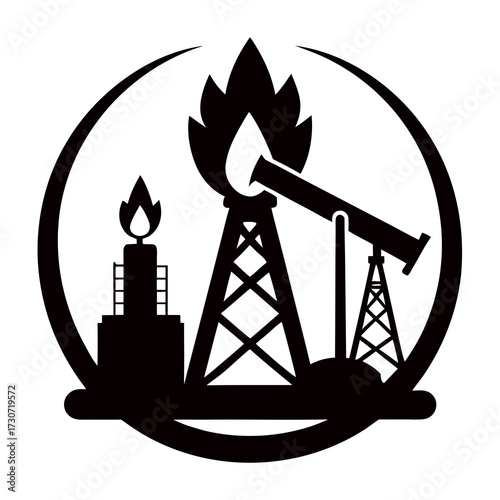 Crude oil industry symbol vector black design silhouette illustration on white background