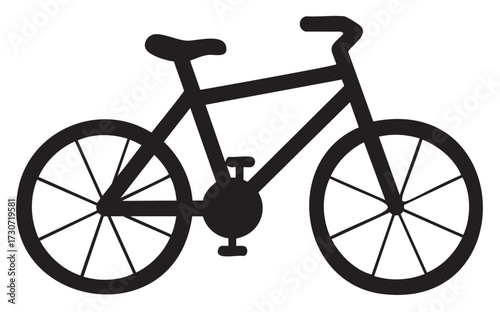 Simple black silhouette of a bicycle on white background for design and decoration - stock vector