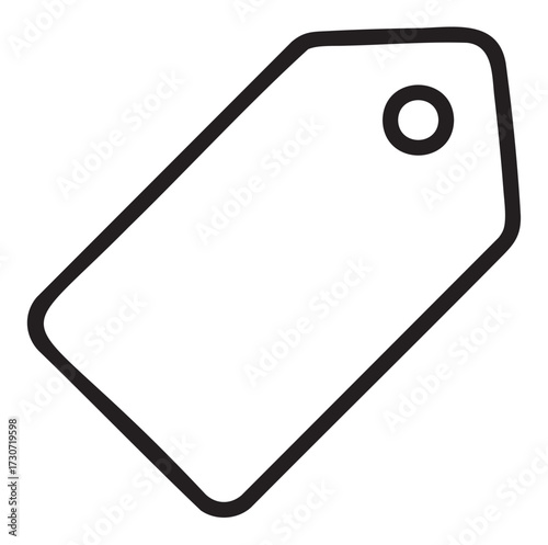 Plain black-and-white price tag icon with attached string loop - stock vector