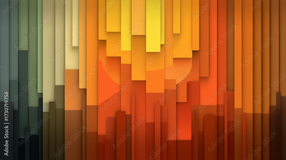 Fototapeta premium Warm Gradient Corrugated Vertical Stripes Background with Printer Crop Marks. Abstract Vector Design for Print, Modern Poster, Brochure Cover, or Digital Template